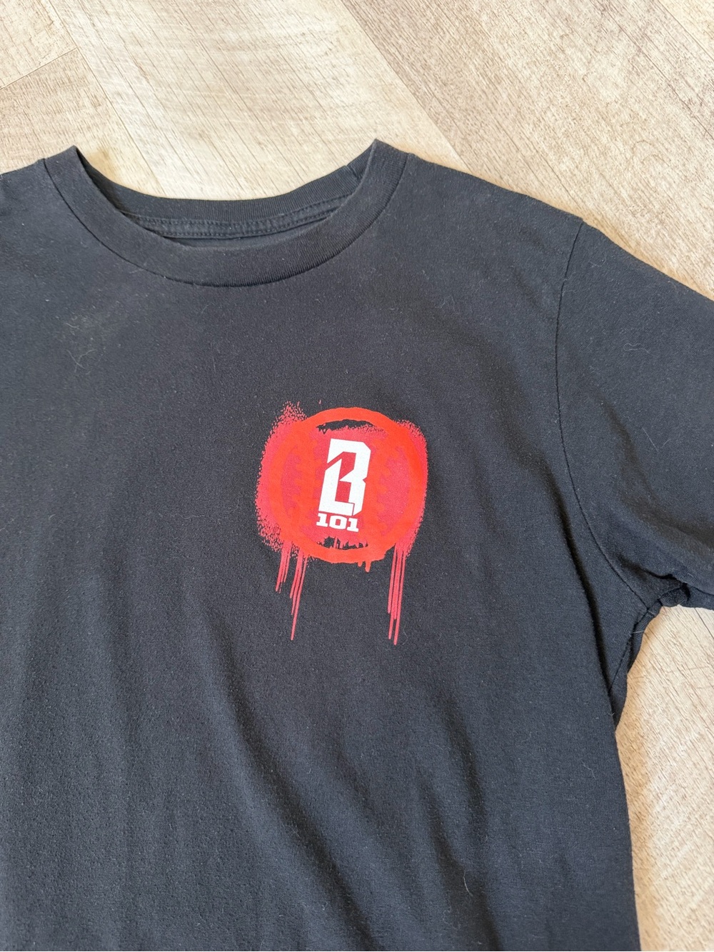 Kids Black Short Sleeve Tee with Red Emblem - Picture 2 of 5